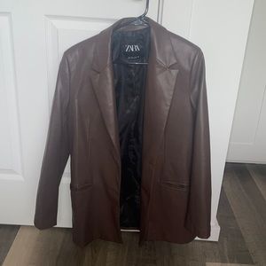NWOT Zara Leather Blazer